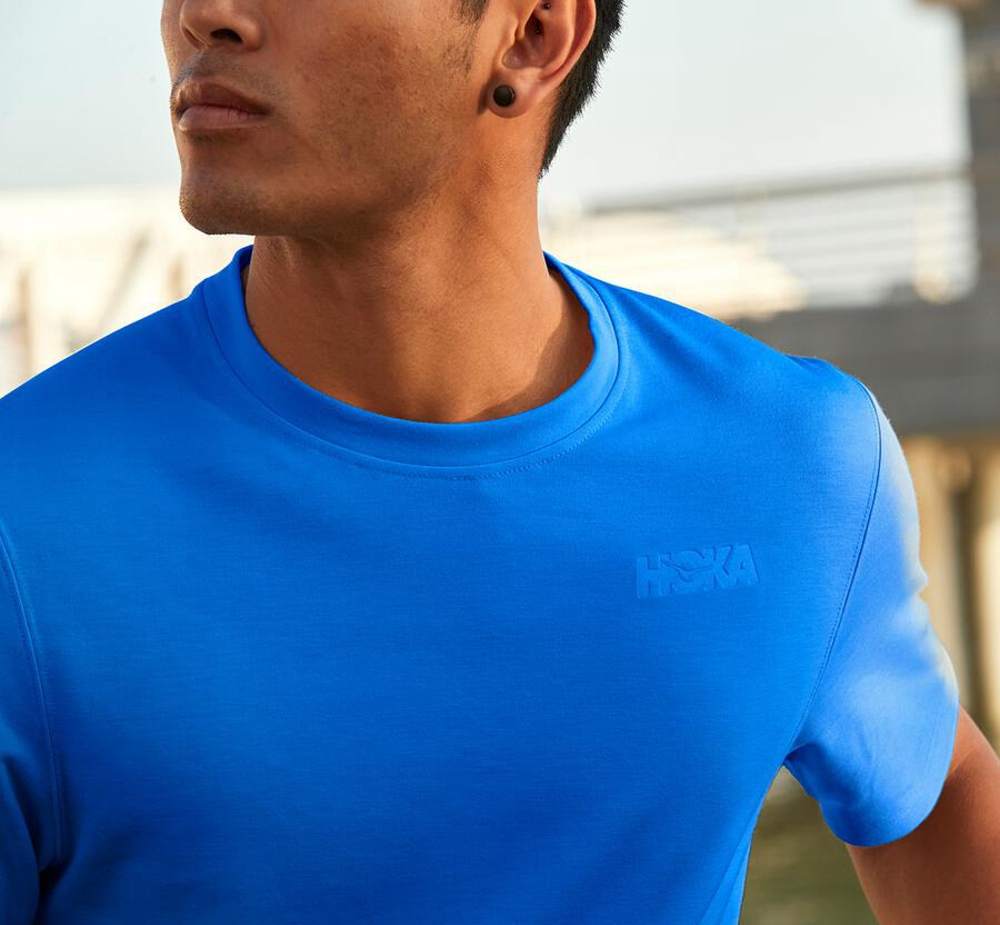 Tee Mens - Hoka One One Lifestyle - Blue - ONIWPCY-74